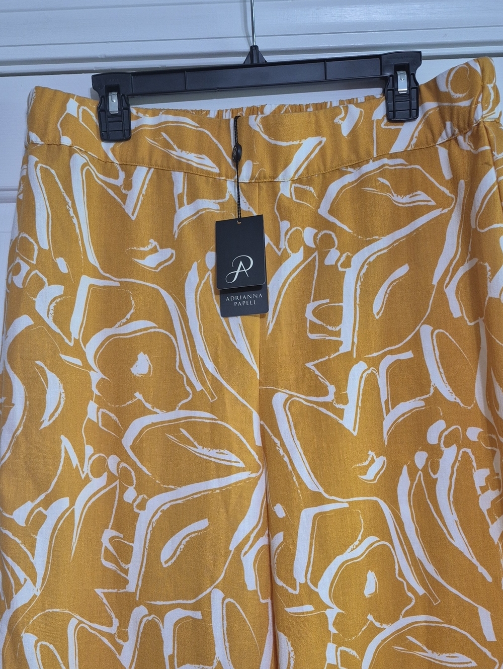 Adrianna Papell Mustard & White Floral Wide Leg Pants